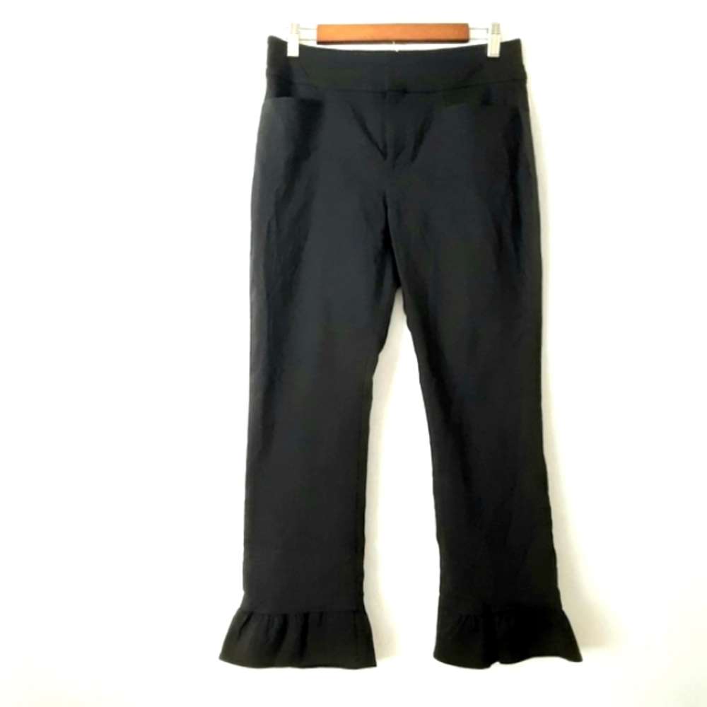 INC International Concepts black ruffle hem office dress pants women size 4